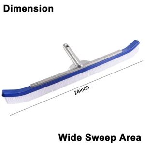 24" Pool Brush (Curved) with Aluminum Back and Handle-Nylon Bristles-Pool Broom - Picture 1 of 12