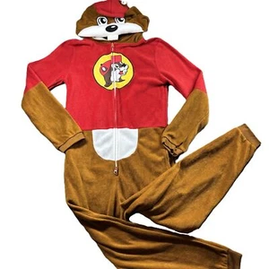Buc-ee's Youth Costume Pajamas Jumpsuit Outfit Full Zip Hooded Tail M/L E146 - Picture 1 of 9