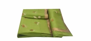 Saris Indian Doria Algodón Bordado Usado Sari Tela Artesanal 1644 De Colección - Imagen 1 de 10