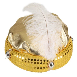 Glitzernder Turban Erwachsene Gold 1001 Nacht Kostüm Scheich Sultan Hut Orient - Bild 1 von 1