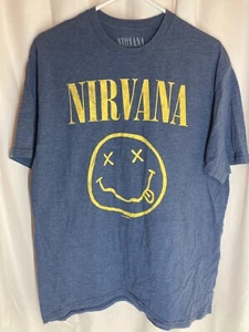 T-shirt Nirvana adulto XL blu erica logo faccia sorridente tour grafica merch 2017 - Foto 1 di 4