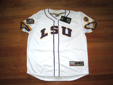 LSU TIGERS vtg Colosseum BASEBALL WHite Jersey Sewn toonces NEW NWT Sz XL