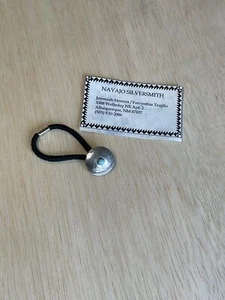 NEW Turquoise Navajo Hair Tie Ponytail Hand Stamped Sterling Ornament Concho - Picture 1 of 4