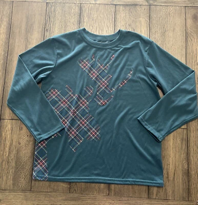 L.L. Bean девочек праздник рубашка верхний длинным рукавом клетку лося размер 14/16 - Изображение 1 из 4