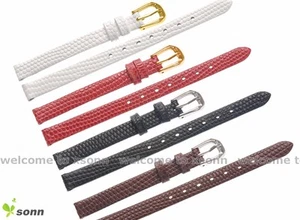 6~10mm Small size Lady Lizard Grain Cowhide Genuine Leather Watch Strap LM35 - Picture 1 of 17
