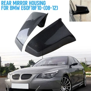2008-2013 Rearview Mirror Cover Carbon Fiber Look For BMW 5-Series F10 E60 E61 - Picture 1 of 9
