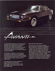 1984 Avanti Sales Brochure and Equipment/Price List - Picture 1 of 1