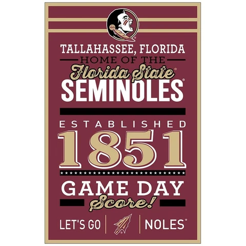 Florida State Seminoles 11"x17" Wood Sign Established Design [NEW] Banner Wall Cover
