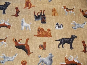 Estate Fabric WTW Vintage Dog Dogs VIP Cranston Messmore Breeds BTY Novelty CUTE - Picture 1 of 8