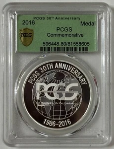 PCGS 1986-2016 30 Aniversario Medalla Escudo de Oro Plateado Chapado en Oro Prueba 1+3 - Imagen 1 de 2