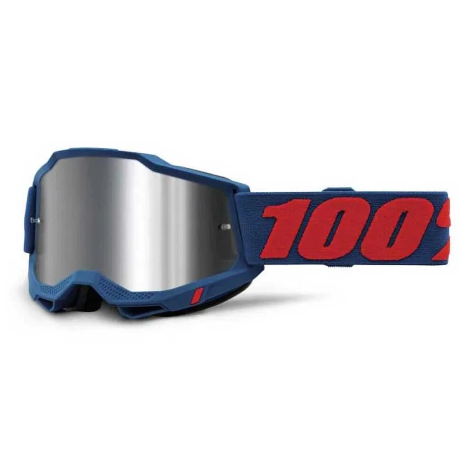 Máscara 100% ACCURI 2 ODEON MX Cross Gafas Enduro Azul Plata Cromo - Imagen 1 de 2