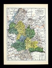 1900 Ireland Map Tipperary County Cashel Thurles Nenagh Clonmel Cahir Birdhill