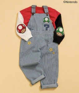 Super Mario Kids Overalls Hickory 140~150cm 10T New From Japan Bandai - Picture 1 of 18