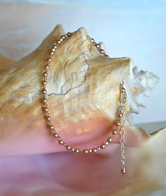 Sexy Rose Gold Pearl & Swarovski Crystal Bead Ankel Bracelet 8 to 10 inches - Image 1 of 4