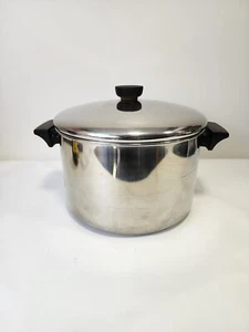 Revere Ware Pentola Stock 6 qt Quart #2066 Acciaio Inox Con Coperchio Vintage - Foto 1 di 11