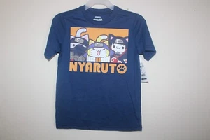 Naruto Cat Boys' Short Sleeve Tee T-Shirt in Blue size XS Nyaruto - Picture 1 of 4