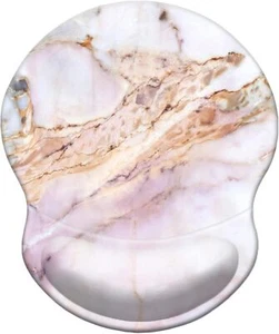 Ergonomic Design Mouse Pad with Wrist Rest Support, Cute Marble Pink - Picture 1 of 7
