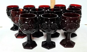 TWELVE AVON CAPE COD RUBY RED 4-5/8" WINE GLASS - Picture 1 of 3