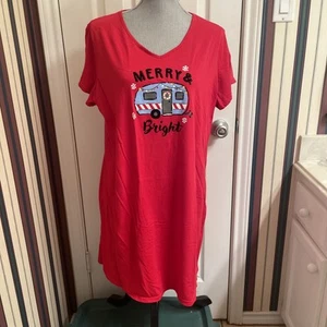 Secret Treasures Large X-large Sleepwear Nightgown Sleep Shirt Red Christmas - Picture 1 of 9