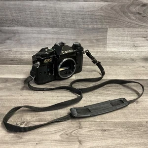 Canon AE-1 Black 35mm Film Camera SLR w/Strap Body Only From JAPAN - Picture 1 of 14