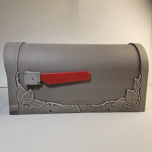 Heavy Duty Aluminum Mailbox w/ Foliage, "Frosty Taupe" Made in USA 20"x10"x8.75" - Picture 1 of 11