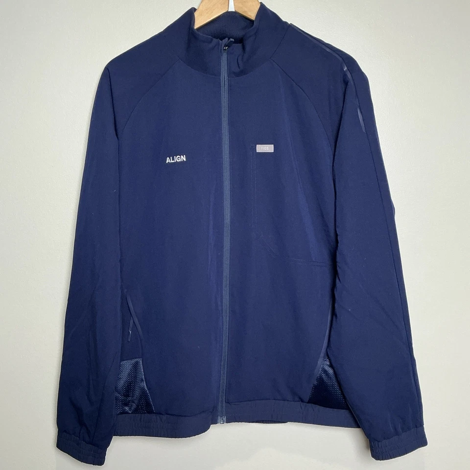 Figs Men's Cobaki Scrub Jacket LARGE Full Zip Navy Blue Lined Technical "ALIGN" - Image 1 of 4
