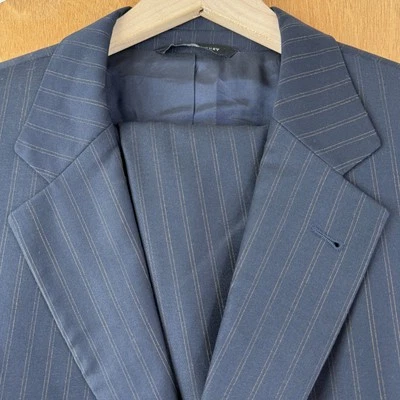 Sarar Suit Mens 44L Navy Blue Pinstripe 3 Button Super 120s Wool Pants 38x32 - Image 1 of 4