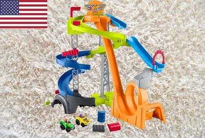 Little People Hot Wheels Spiral Stunt Speedway Race Track Playset with 2 Cars - Image 1 of 4