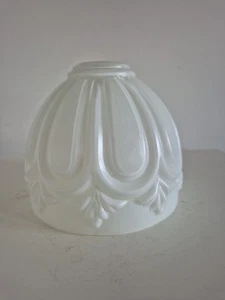 Vintage Art Deco Glas Lampenschirm Waffelmuster 5,5" cremeweiß 5,5" Höhe 6" Durchmesser sehr guter Zustand - Bild 1 von 7