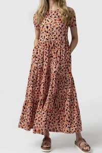 SAINT + SOFIA Stufen Maxikleid US4 Greenwich Sommer Konfetti Blütenblatt Print Boho - Bild 1 von 22