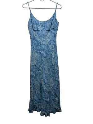 Vestido Babydoll Largo Bebe Paisley De Colección Talla M Azul Y2K Caprichoso Hada Abstracto Foto 1 de 4