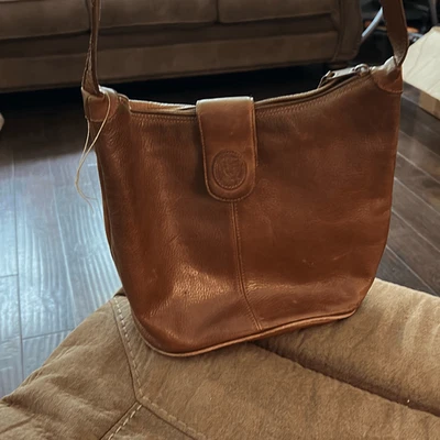 Bolso de Hombro Unisa Marrón Cuero Genuino Clásico Cartera Minimalista Foto 1 de 4