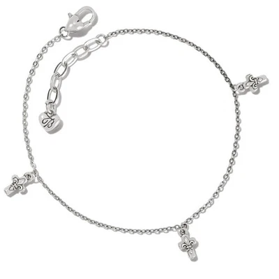 全新带标签 Brighton Cross Charm 银色脚链 48 美元 — 第 1/4 张图片
