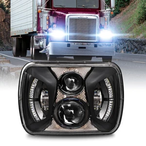 For Freightliner FL50 FL60 FL70 FL80 MT35 MT45 7x6'' 5x7 LED Headlight DRL Hi-Lo - Picture 1 of 15