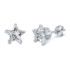 3mm-8mm Sterling Silver 925  Star Clear Cubic Zirconia Ear Stud Earring