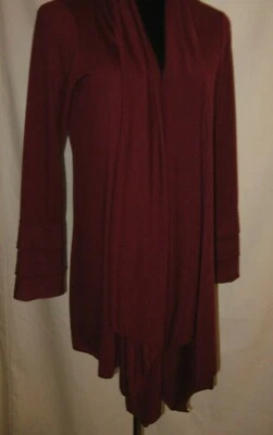 Max Edition, suéter cárdigan, tejido ligero delantero abierto, manga larga, vino borgoña, M Foto 1 de 4