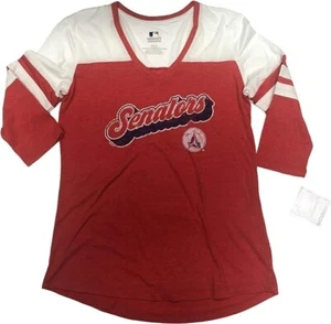 Washington Senators Women's Long Sleeve Varsity V-Neck T-Shirt SMALL 4/6 - Picture 1 of 1