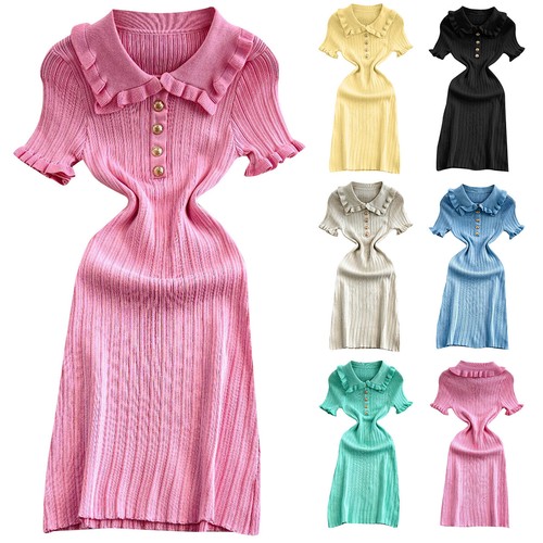 Abiti donna abito con volant vestito medio slim fit maglia San Valentino spiaggia