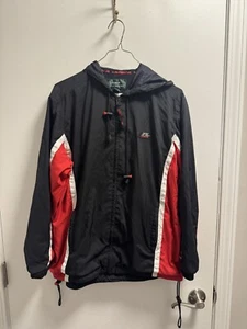 Chaqueta cortavientos Ralph Lauren vintage para hombre negra roja cremallera completa años 90 LRL - Imagen 1 de 3