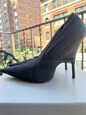 Balenciaga Black Jersey Wrap Heels 39C - Image 1 of 4