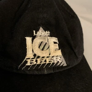 Vintage Labatt's Ice Beer Truckers verstellbarer Snapback schwarzer Hut Zustand lesen - Bild 1 von 6