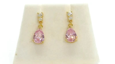 Женские серьги из чистого серебра 925 пробы с розовым и белым сапфиром 9 карат - Изображение 1 из 4