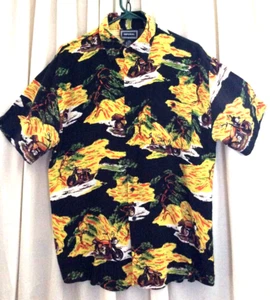 Camisa Hawaiana De Colección 1980 Imperial Para Hombres M15-151/2 Corea Rayón Scooter/Motocicleta Usada en Excelente Condición - Imagen 1 de 8