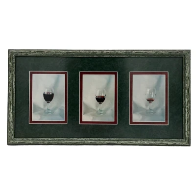 Бар декор в рамке матовый заказ фотографии 3 бокалы красного вина мерло бордовый - Изображение 1 из 4