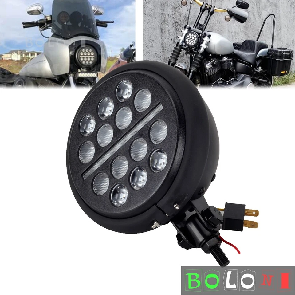 5.75" LED Motorcycle Headlight +DRL For Harley Softail Dyna Sportster XL1200 883 — 第 1/4 张图片