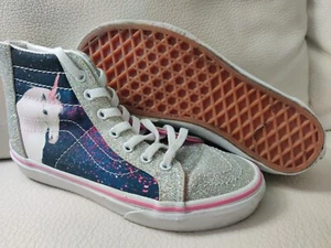 Vans girls high top size 2 Unicorn Glitter Sparkle Skateboard shoes kids - Picture 1 of 10