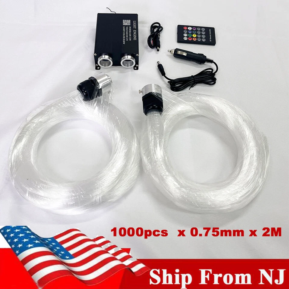 Универсальный комплект звездчатых фар для крыши оптоволоконного кабеля автомобиля 1000 шт 0,75 мм 2 м - Изображение 1 из 4