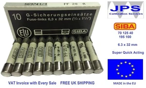 SIBA 70 125 40 FF20A Fuse 500V Very Quick 20A type 195 100 JPSF113 Qty x1/2/5/10 - Picture 1 of 11