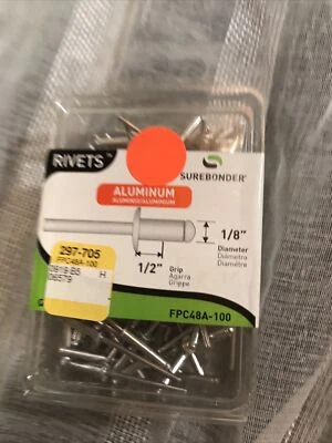 "Remaches largos de aluminio SUREBONDER FPC48A-100 100 paquetes NUEVOS de 1/8"" de diámetro, agarre de 1/2""" Foto 1 de 3