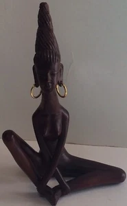 "Estatua de madera tallada a mano MCM de 12"" de alto figura femenina desnuda de la isla del Pacífico" - Imagen 1 de 12